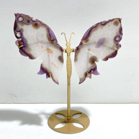 Beautiful Sakura Flower Agate Butterfly Wing Carving With Stand - Wholesale Crystals