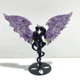 Beautiful Spark Lepidolite Demon And Angel Wing Carving With Stand - Wholesale Crystals