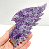 Beautiful Spark Lepidolite Demon And Angel Wing Carving With Stand - Wholesale Crystals