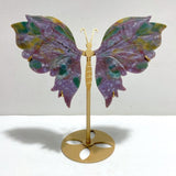 Beautiful Symmetric Ocean Jasper Butterfly Wing Carving With Stand - Wholesale Crystals