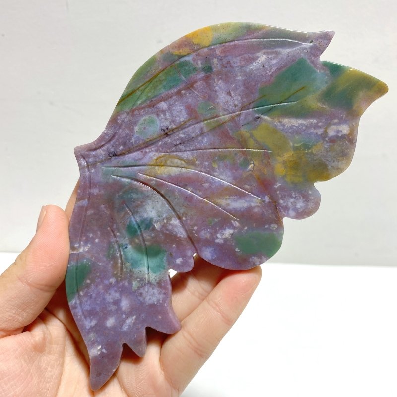 Beautiful Symmetric Ocean Jasper Butterfly Wing Carving With Stand - Wholesale Crystals