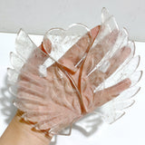 Clear Quartz Heart Wing Carving With Stand