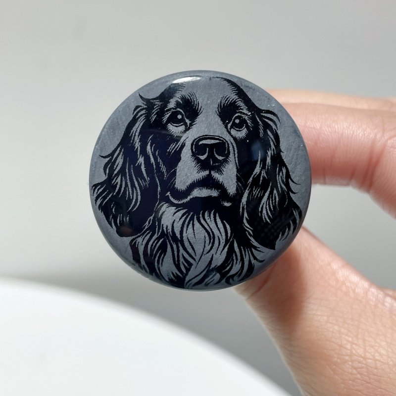 Black Obsidian Engraved Dog Car Air Vent Clips Wholesale Car Accessories - Wholesale Crystals