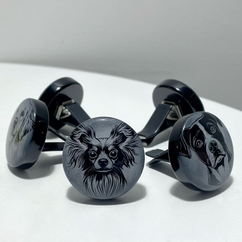 Black Obsidian Engraved Dog Car Air Vent Clips Wholesale Car Accessories - Wholesale Crystals