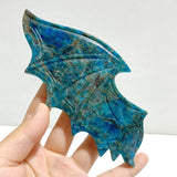 Blue Apatite Demon And Angel Wing Carving With Stand - Wholesale Crystals