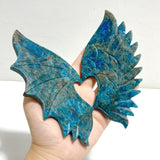 Blue Apatite Demon And Angel Wing Carving With Stand - Wholesale Crystals