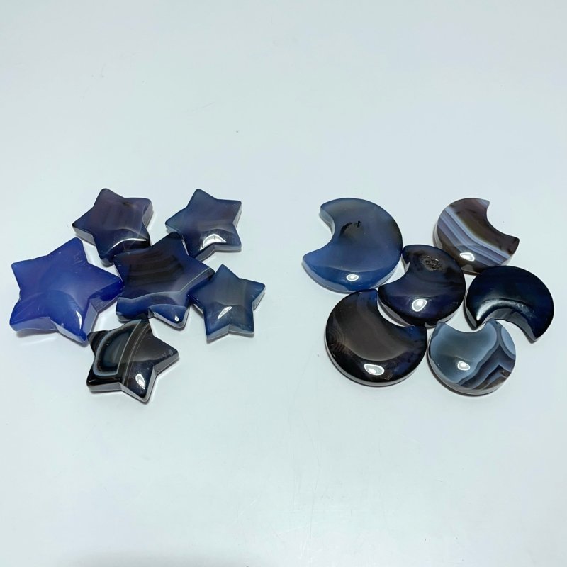 Blue Dyed Agate Moon & Star Wholesale - Wholesale Crystals