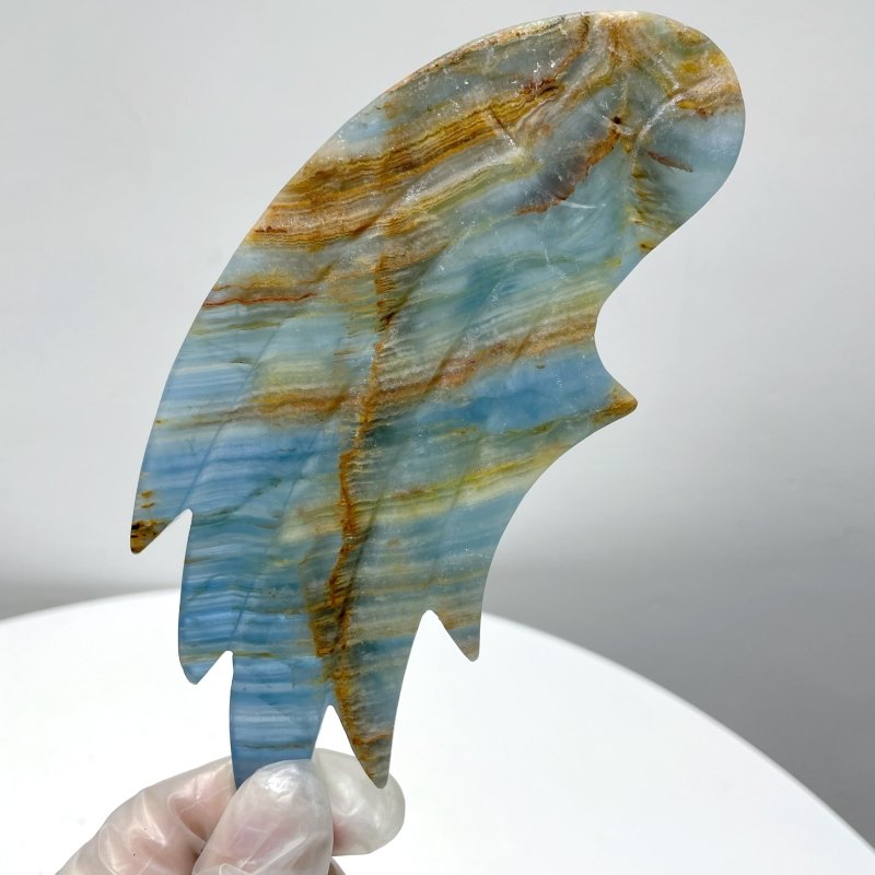 Blue Onyx Angel Wing Carving With Stand - Wholesale Crystals