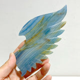Blue Onyx Demon And Angel Wing Carving With Stand - Wholesale Crystals