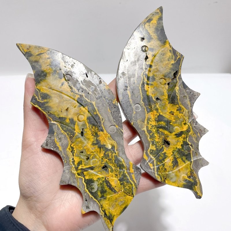 Bumble Bee Jasper Flying Dragon Wing With Stand - Wholesale Crystals