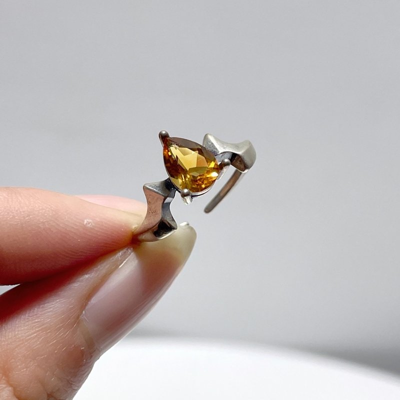 #C2 Silver Rings Wholesale Citrine Lapis Lazuli Cut Faceted Waterdrop Shape - Wholesale Crystals