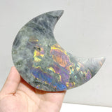 3 Pieces Beautiful Labradorite Moon Carving With Stand