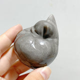 20 Pieces Silver Sheen Obsidian Sleeping Cat Carving