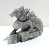 Unique Labradorite Flying Dragon Castle Carving