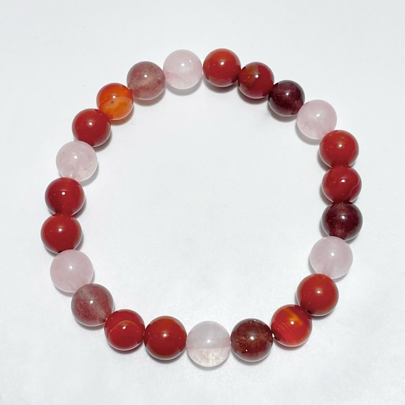 Carnelian Strawberry Quartz Red Jasper Rose Quartz Bracelet Wholesale - Wholesale Crystals