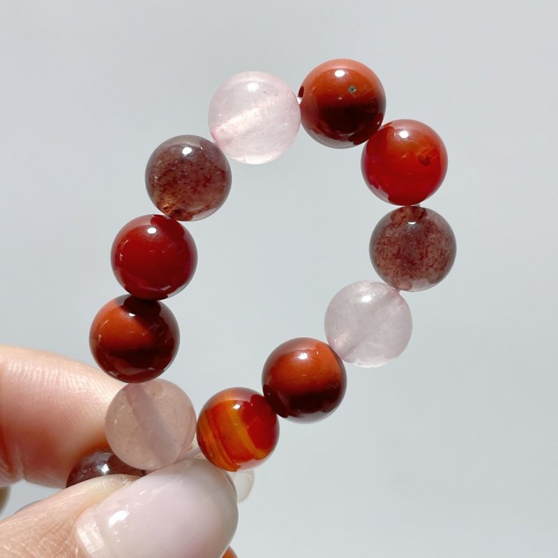 Carnelian Strawberry Quartz Red Jasper Rose Quartz Bracelet Wholesale - Wholesale Crystals