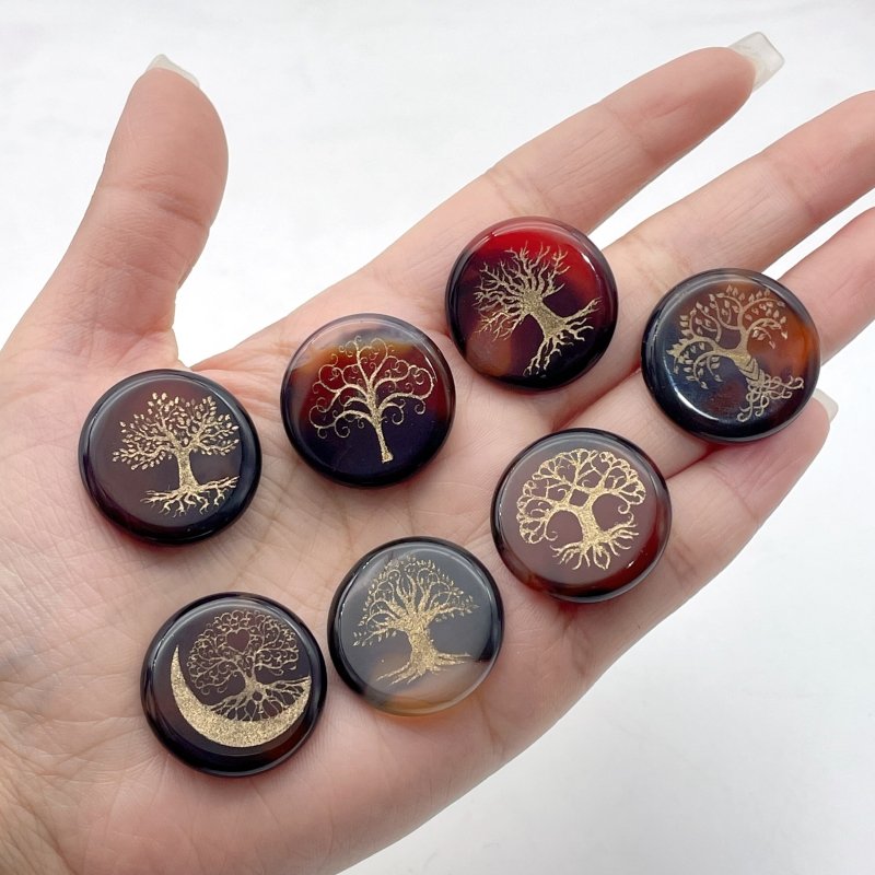 Carnelian Tree of Life Small Round Slices DIY Accessories - Wholesale Crystals