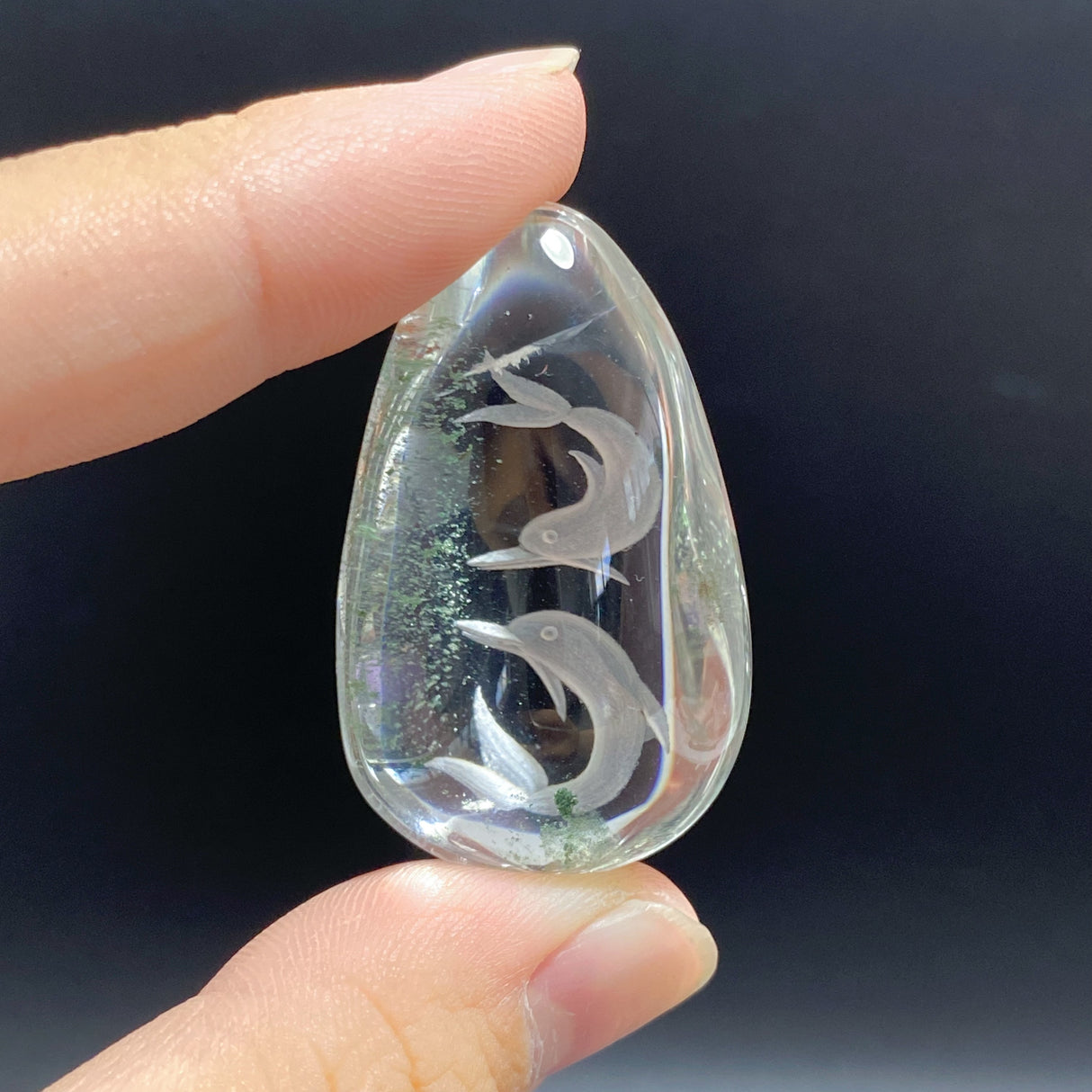 4 Pieces Dolphin Garden Quartz Inner Scene Carving