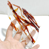 Red Fire Quartz Butterfly Wing Carving With Stand