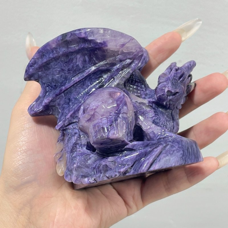 Charoite Flying Dragon Skull Carving #3 - Wholesale Crystals