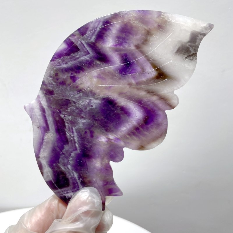 Chevron Amethyst Butterfly Wing Carving With Stand - Wholesale Crystals