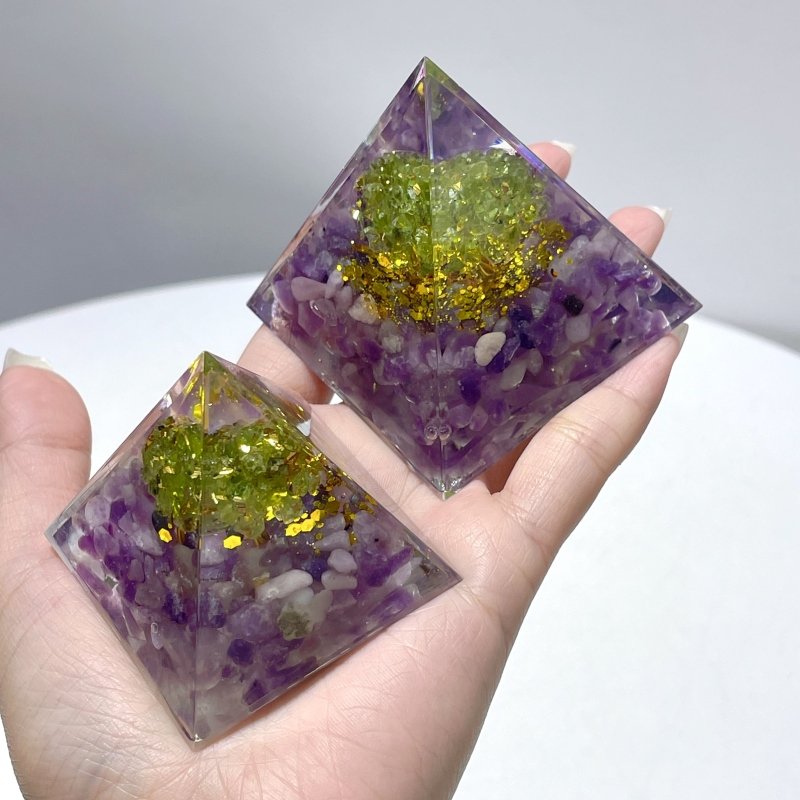 Chevron Amethyst Peridot Orgone Pyramid Wholesale - Wholesale Crystals