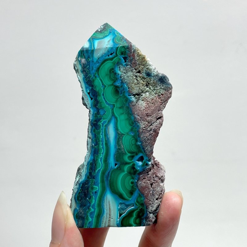 Chrysocolla Mixed Malachite Raw Side Point Tower Wholesale - Wholesale Crystals