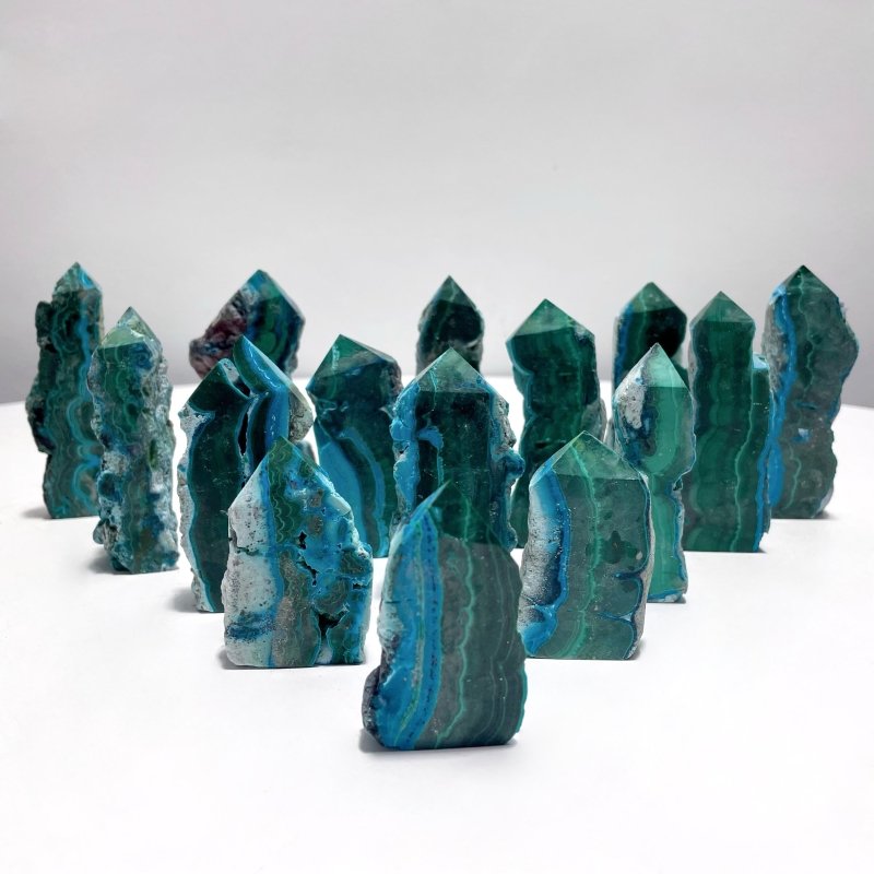 Chrysocolla Mixed Malachite Raw Side Point Tower Wholesale - Wholesale Crystals