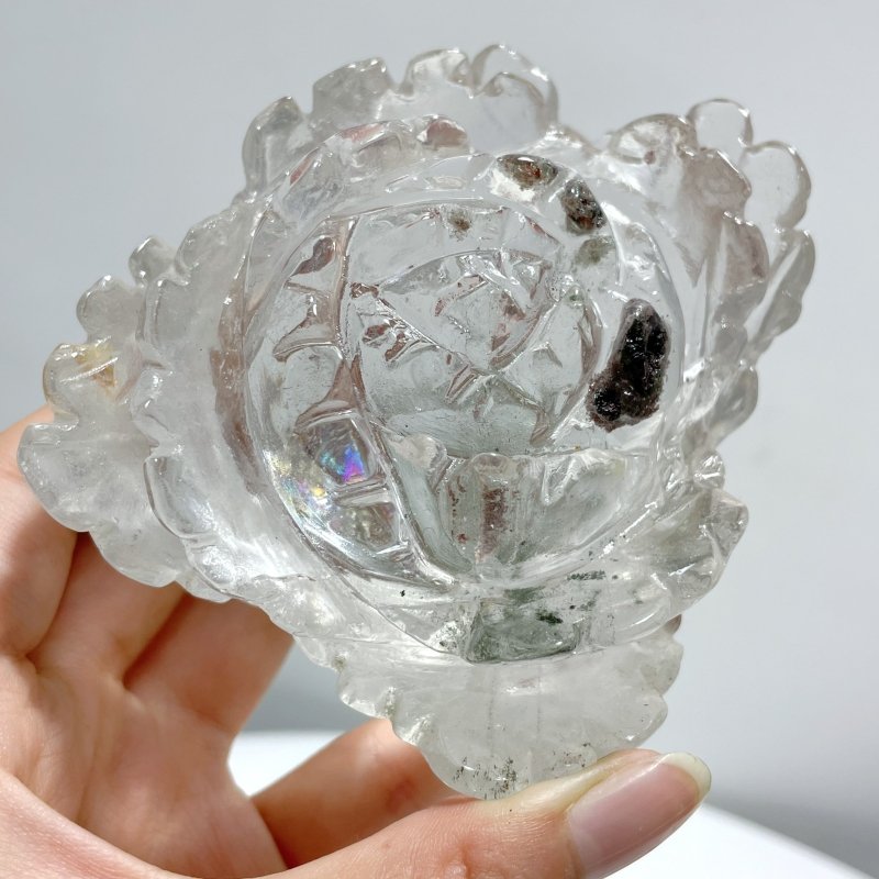 Clear Quartz Flower Carving With Stand - Wholesale Crystals