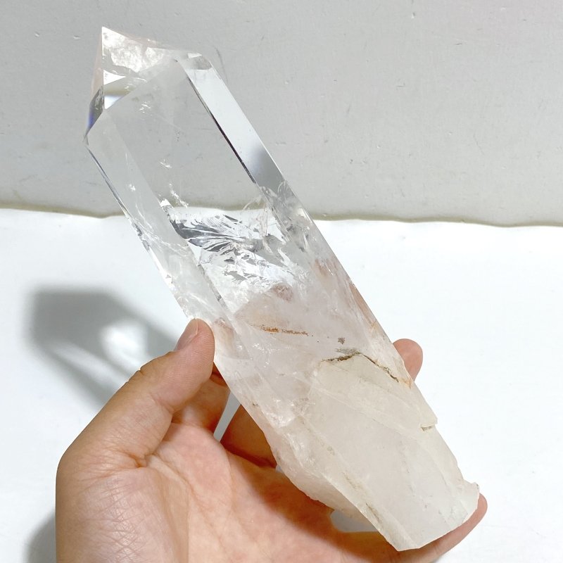 Clear Quartz Point Raw Bottom With Stand -Wholesale Crystals