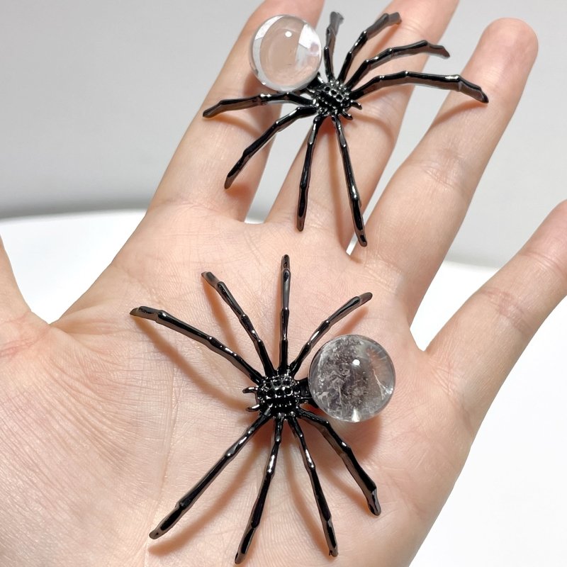 Clear Quartz Unakite Sphere Spider Ornament Handmade Alloy Spider Wholesale - Wholesale Crystals