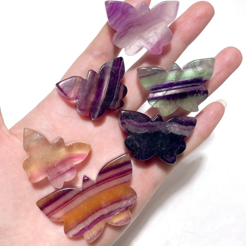 Colorful Fluorite Butterfly Carving Wholesale - Wholesale Crystals