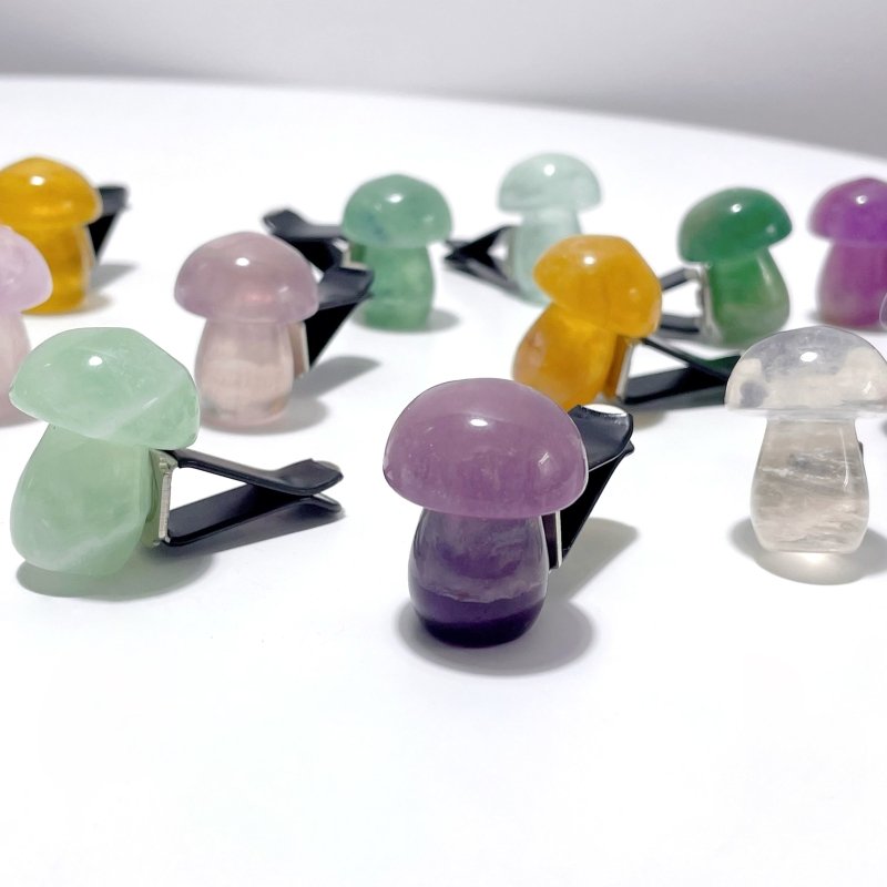 Colorful Fluorite Mushroom Car Air Vent Clips Wholesale Car Accessories - Wholesale Crystals