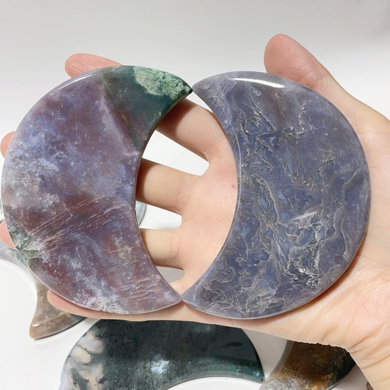 Colorful Moss Agate Moon Carving Wholesale -Wholesale Crystals