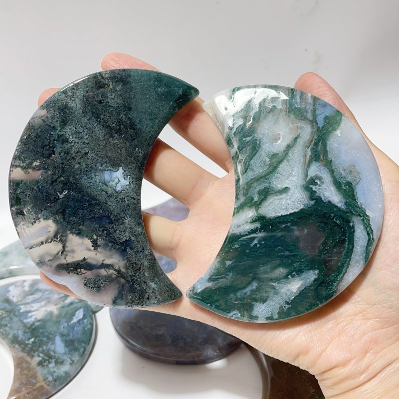 Colorful Moss Agate Moon Carving Wholesale -Wholesale Crystals