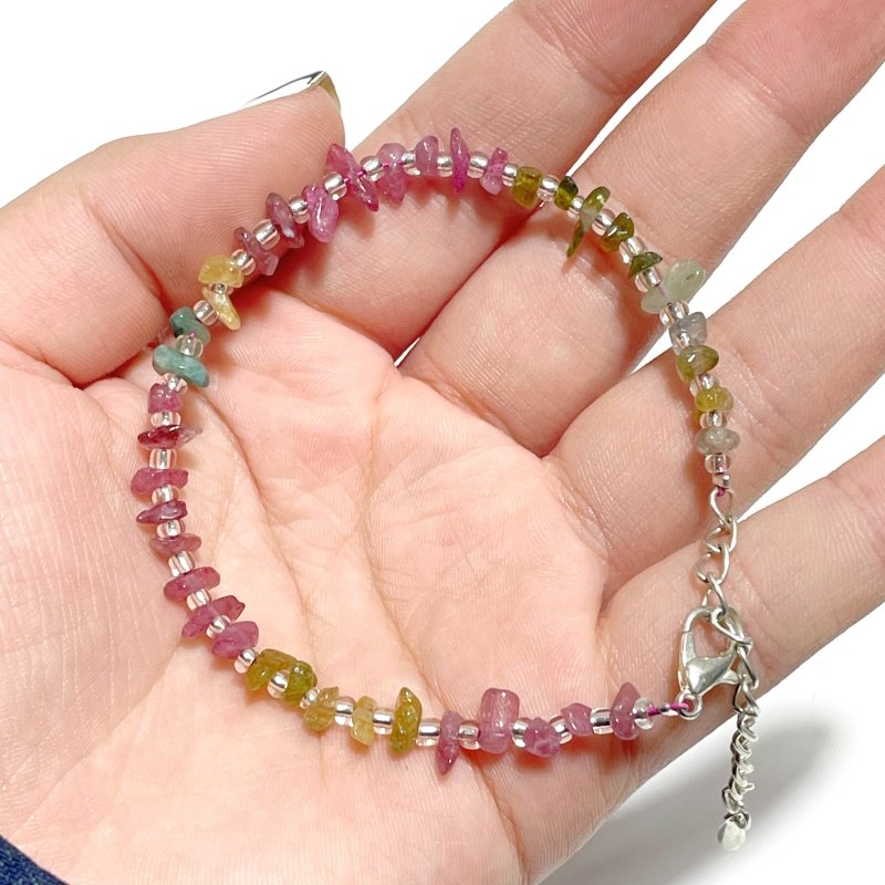 Colorful Tourmaline Gravel Chips 0.27in(7mm) Bracelet Wholesale - Wholesale Crystals