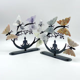 Crystal Butterfly Wings with Yoga Pose Metal Stand Wholesale (Assorted Materials) -Wholesale Crystals