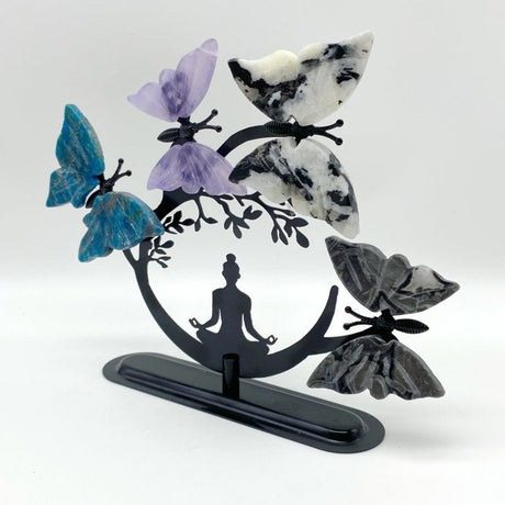 Crystal Butterfly Wings with Yoga Pose Metal Stand Wholesale (Assorted Materials) -Wholesale Crystals