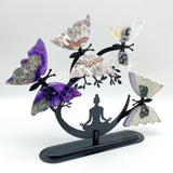 Crystal Butterfly Wings with Yoga Pose Metal Stand Wholesale (Assorted Materials) -Wholesale Crystals