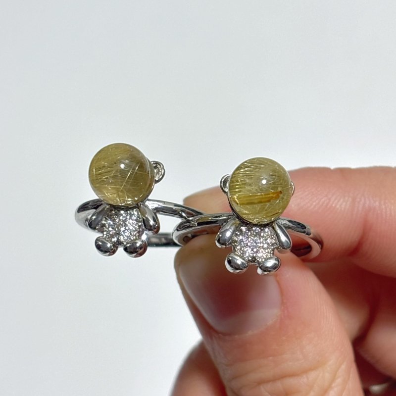 Cute Bear Rutile Quartz Crystal Ring Wholesale - Wholesale Crystals