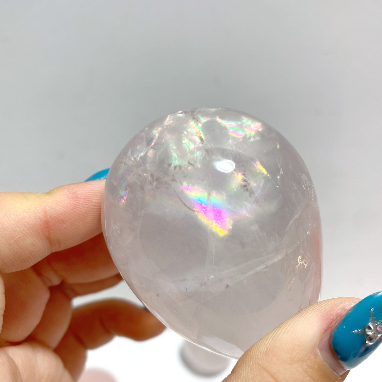 24 Pieces Six Star Line Rose Quartz Eggs With Rainbow