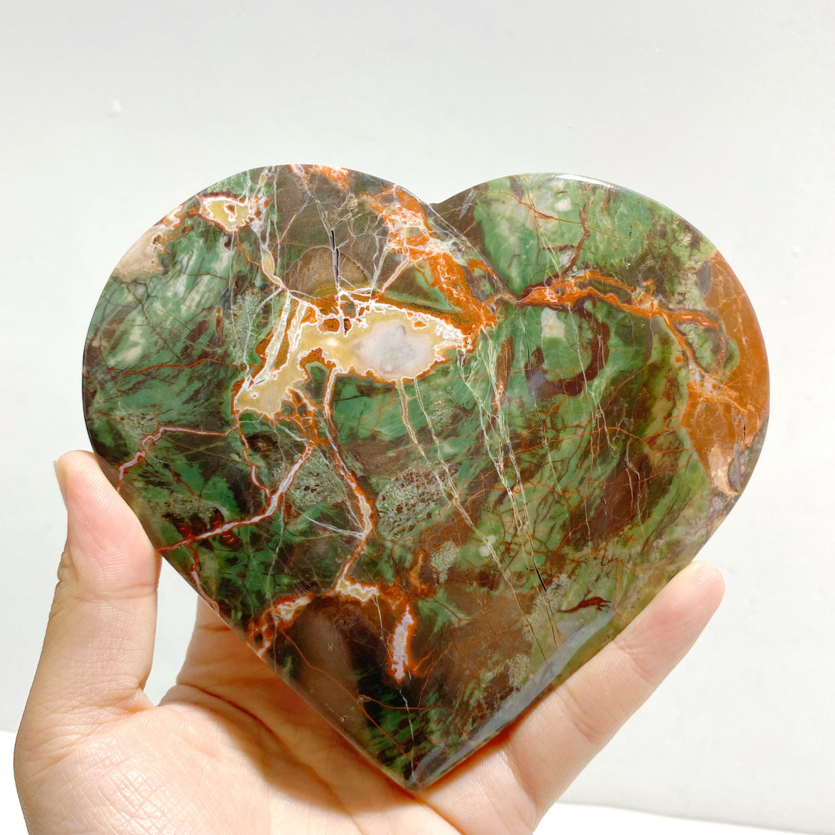 5 Pieces Large Money Agate Heart With Stand