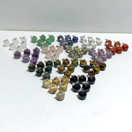 14 Types Small Apple Carving Wholesale Clear Quartz Green Aventurine Lepidolite