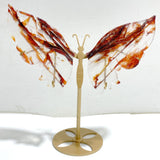 Red Fire Quartz Butterfly Wing Carving With Stand