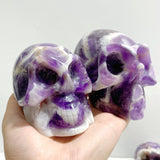 14 Pieces Chevron Amethyst Skull Carving