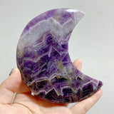 6 Pieces Chevron Amethyst Moon With Stand