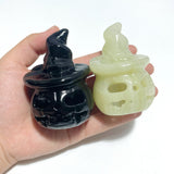 Halloween Pumpkin Wizard Hollow Carving Wholesale Black Obsidian Afghanistan Jade