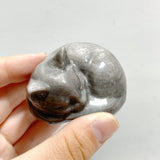 20 Pieces Silver Sheen Obsidian Sleeping Cat Carving