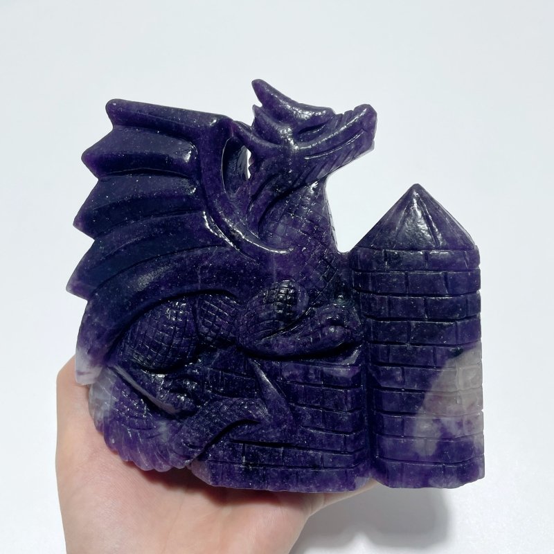 Deep Purple Lepidolite Flying Dragon Carving - Wholesale Crystals