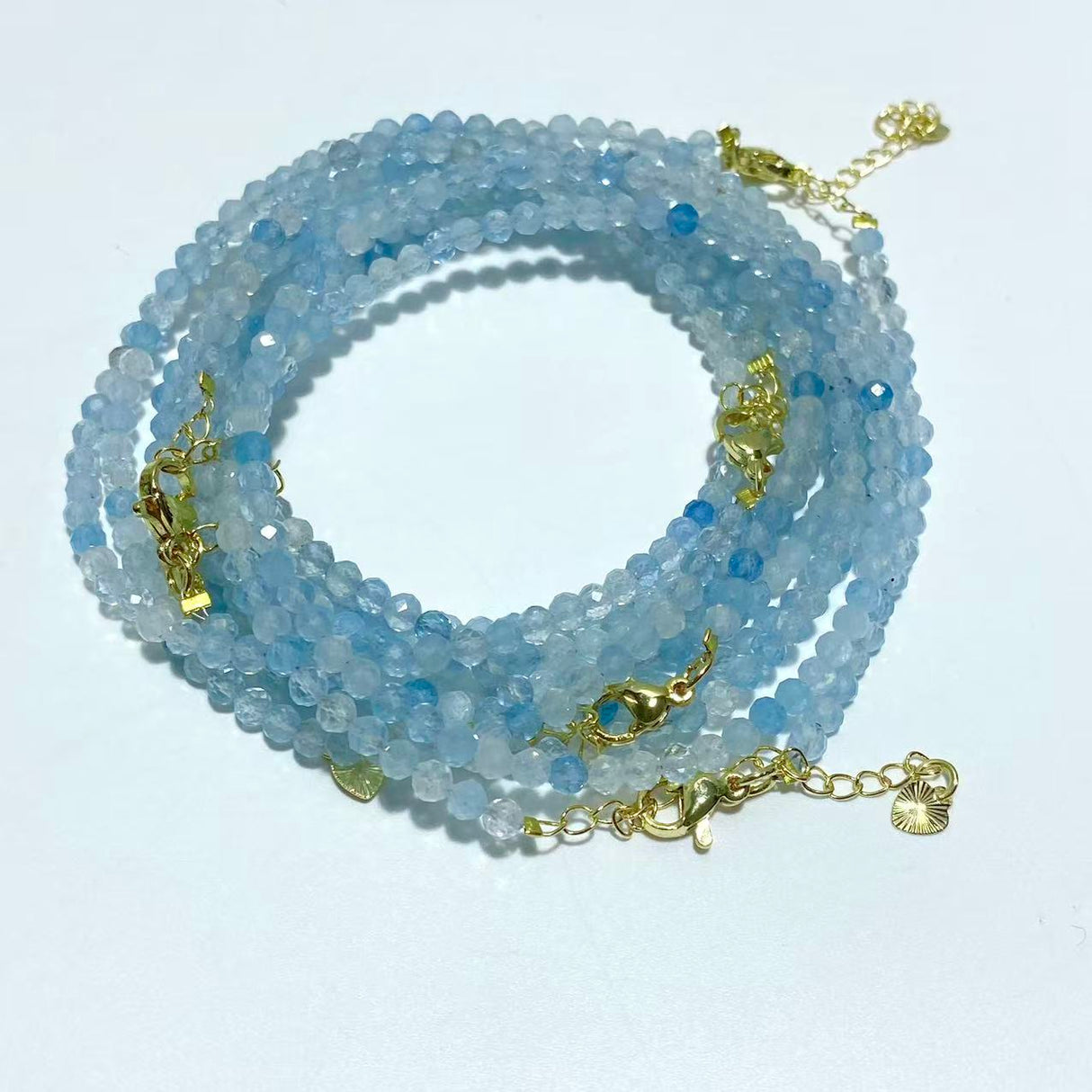 3MM Multi-Faceted Crystal Flash Bead Bracelets Necklace Wholesale Labradorite Sunstone Aquamarine